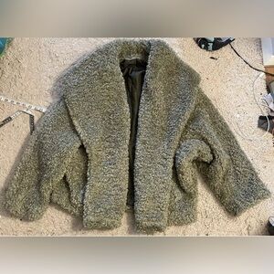 TAIFUN green long sleeve curly fabric coat jacket 8 medium m